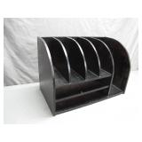 Black Wooden Desk Organizer w/ Multiple Slots