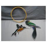 Stained Glass Hummingbird & Parrot Artworks