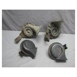 Rustic Wood and Metal Vintage Horns Lot