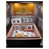 Cigar Box of Vintage US Coins & Currency