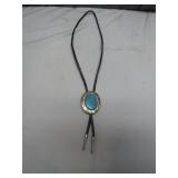 Faux Turquoise Bolo Tie with Metal Tips