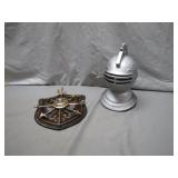 Helmet-Inspired Pewter Figurine with Shield Set