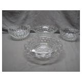 4 Pressed Glass Serving Bowls