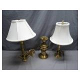Three Brass-Style Table Lamps