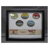 Framed Salmon Label Collection Display