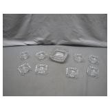 Crystal 9-Piece Square Ashtray Set