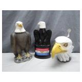 2 Bald Eagle Steins and Decanter
