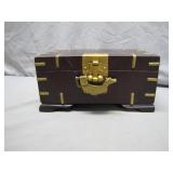 Wooden Chest with Brass Accents and Interior...
