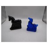 Black and Blue Glass Horse Figures