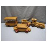 Wooden Toy Train Set with Four Cars