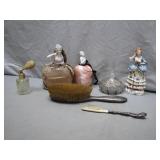 Decorative Vanity Set w/ Figurines & Brush