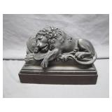 Bronze Lion Sculpture With Latin Inscription