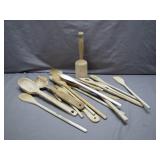 Wooden Utensils and Butter Mold