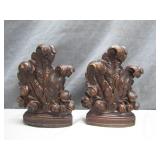 Carved Wooden Bookends With Acanthus Motif