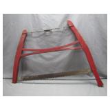 Traditional Wooden Bow Saw in Painted Frame