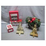 Holiday Decor Set w/ Brass Stocking Holders
