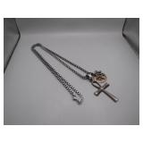 Stainless Steel Chain w/ Sterling & 14kt Gold...