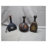 3 Leather-Clad Decorative Bottles