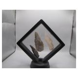 Display Case w/ 3 Stone Arrowheads