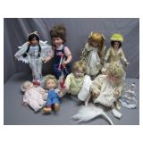 9 Porcelain and Vinyl Dolls