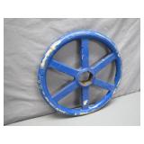 Blue Cast Iron Industrial Wheel With Maker Mark