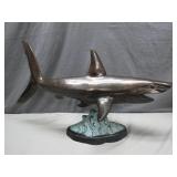 Bronze Shark Sculpture on Waves Base