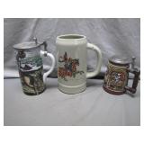 Three Knight-Themed Beer Steins