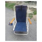 Folding Beach Chair With Blue Canvas Seat