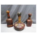 3 Leather Wrapped Decanters