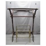 Wooden Quilt Rack & Brass Magazine Holder