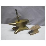 Brass Anvil Figures With Sword Detail
