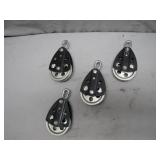 4 Pulley Blocks With Metal Sheaves