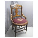 Wood Chair With Needlepoint Seat