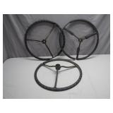 Trio of Vintage Metal Steering Wheels