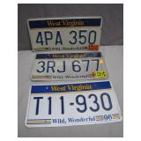 3 West Virginia License Plates