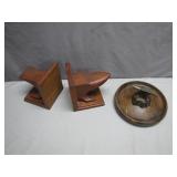 Wooden Anvil Bookends & Anvil-Themed Bowl