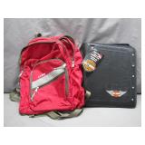 LL Bean Backpack and Harley-Davidson Binder Set