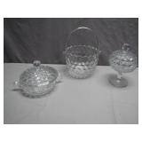 Pressed Glass Serving Dish & Candy Dish Set