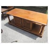 Solid Wood Table With Cabinet Storage