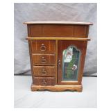 Wooden Jewelry Box With Glass Door