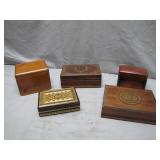 5 Wooden Boxes with Marquetry