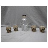 Skull-Themed Glass Set with Bottle