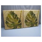 Woven Canvas Artwork Featuring Palm Leaves