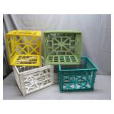 4 Colorful Plastic Milk Crates