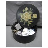 Decorative Tin with Assorted Jewelry