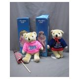 Two Plush Bears and Porcelain Dolls
