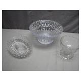 3 Clear Glass Serving Bowls