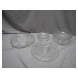 4 Clear Glass Tableware Pieces