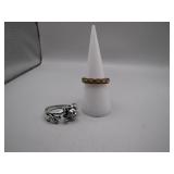 Sterling Silver Floral & Cat Rings