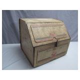 Painted Tin Bread Box with Floral Motif